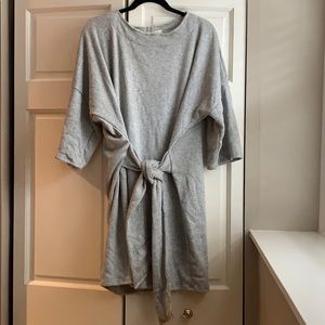 NWOT Grey sweatshirt Front Tie Dress